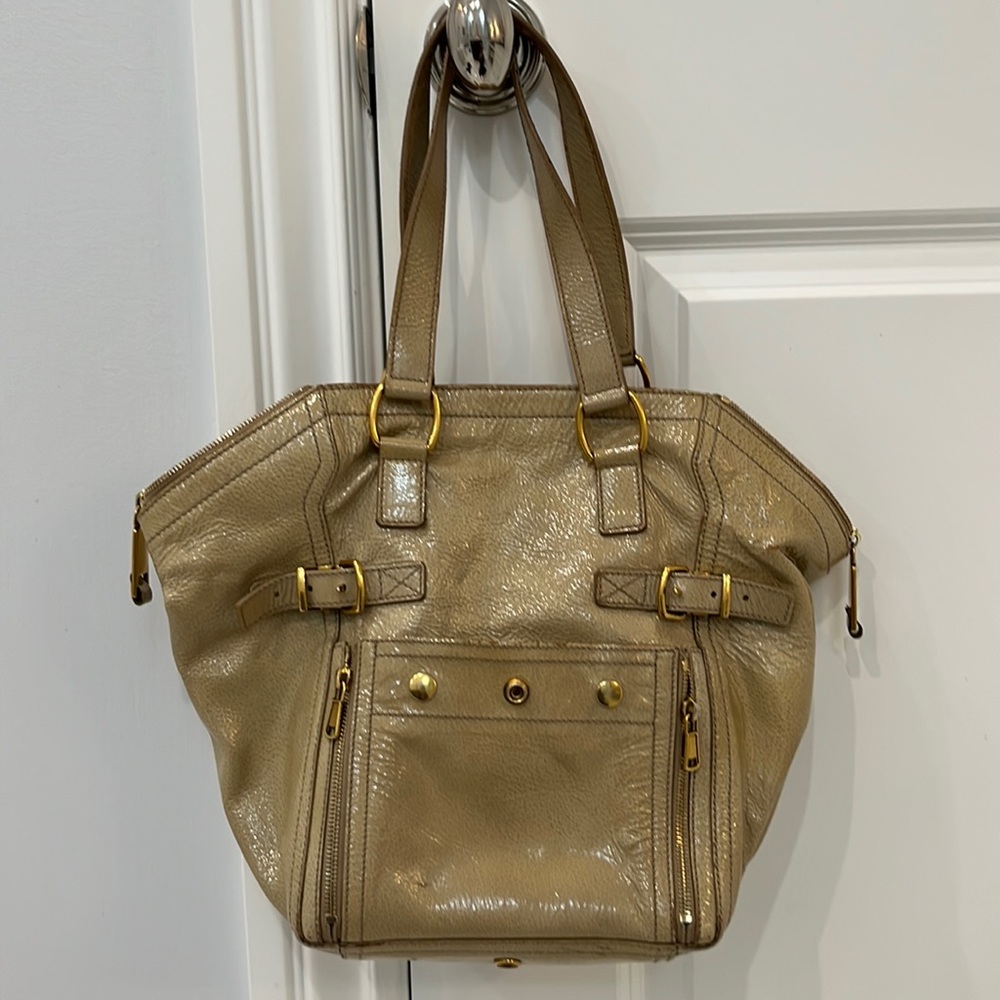 Yves Saint Laurent Downtown Patent leather tote